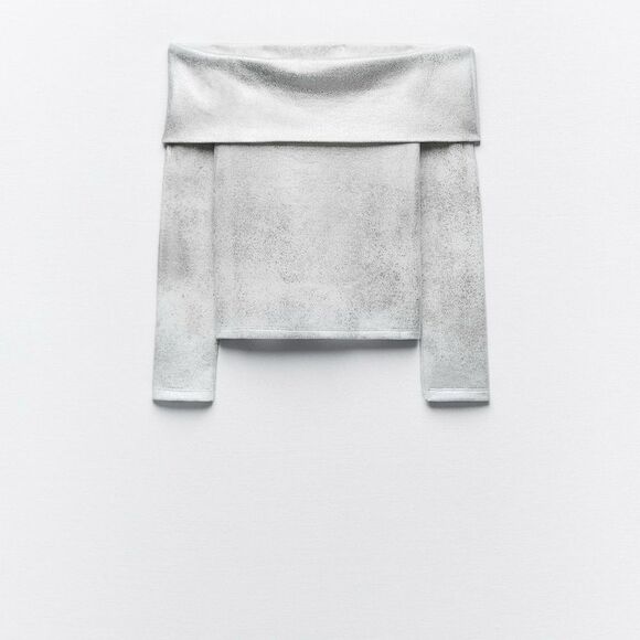 Zara metallic off shoulder sweater - Picture 5 of 6
